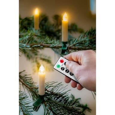 Trådløs juletrebelysning med fjernkontroll, 10-pakning LED-lys