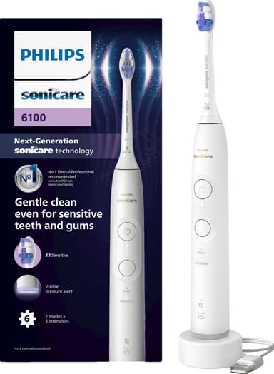 Philips Sonicare Series 6100 elektrisk tannbørste  HX7400/01 (hvit)