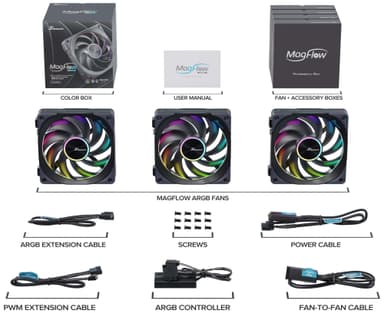 Seasonic MagFlow ARGB vifte (sett med 3 vifter)