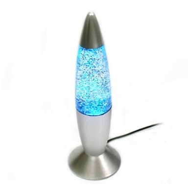 Lavalamp med glitter, lyser i flere forskjellige farger.