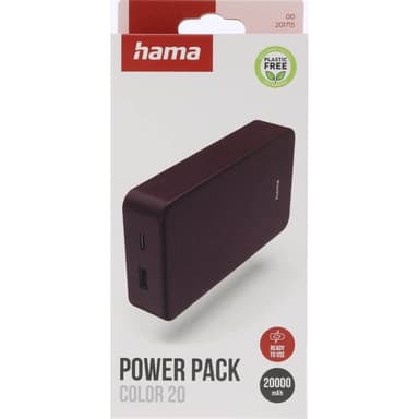 Hama Powerbank Colour 20 20000mAh USB-C+USB-A Plomme