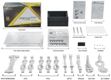 Seasonic FOCUS GX-850 (ATX 3) WHITE 850W strømforsyning