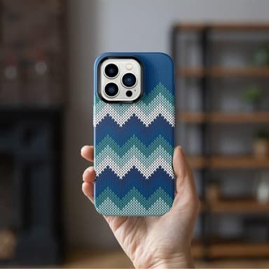 Tynt Bakdeksel til iPhone 14 Tekstildesign - Blå