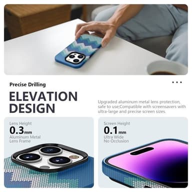 Tynt Bakdeksel til iPhone 14 Tekstildesign - Blå