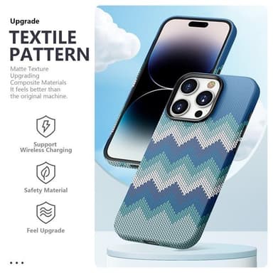 Tynt Bakdeksel til iPhone 14 Tekstildesign - Blå