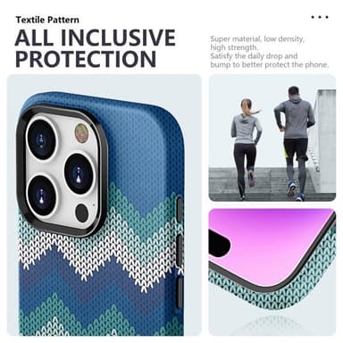 Tynt Bakdeksel til iPhone 14 Tekstildesign - Blå