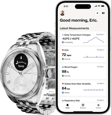 Withings ScanWatch Nova Brilliant hybridklokke 39mm (sølv)