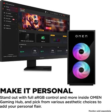 HP Omen 35L i5-14F/16/1TB/4060Ti stasjonær gaming-PC
