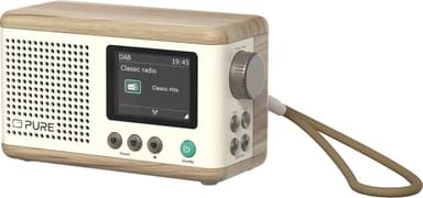 Pure Classic Mini bærbar digitalradio (bomullshvit, eik)