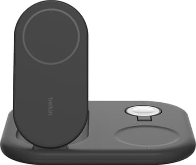 Belkin 3-in-1 Qi2 sammenleggbar lader med MagSafe (sort)
