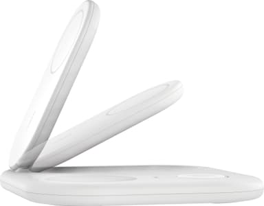 Belkin 3-in-1 Qi2 sammenleggbar lader med MagSafe (hvit)