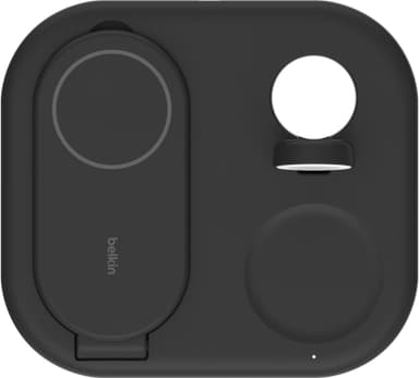 Belkin 3-in-1 Qi2 sammenleggbar lader med MagSafe (sort)