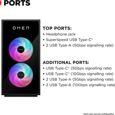 HP Omen 35L i5-14F/16/1TB/4060Ti stasjonær gaming-PC