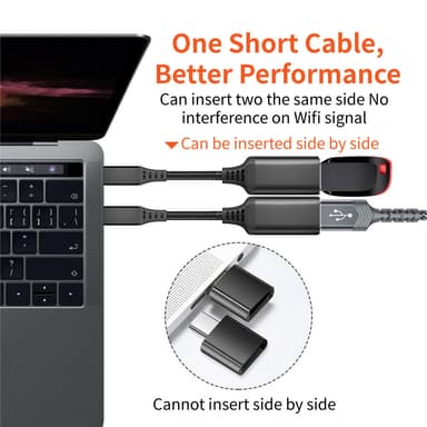 USB-C hann til USB 3.0 hunnadapter Sort 20 cm