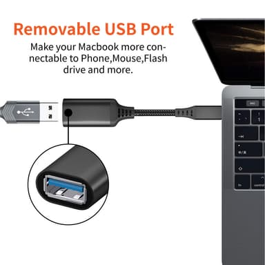 USB-C hann til USB 3.0 hunnadapter Sort 20 cm