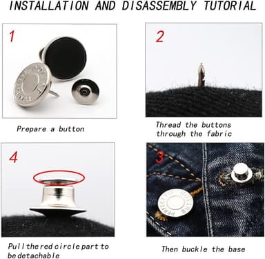 Avtakbare jeansknapper 10-pakning Mote jeans
