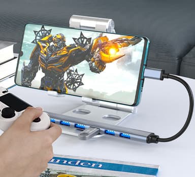 USB/USB-C Hub med 1 USB3.0 + 6 USB2.0 Sølv