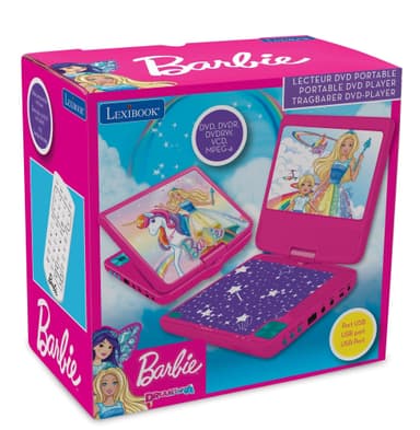 Barbie bærbar DVD-spiller 7 roterende skjerm med USB-port og øretelefoner