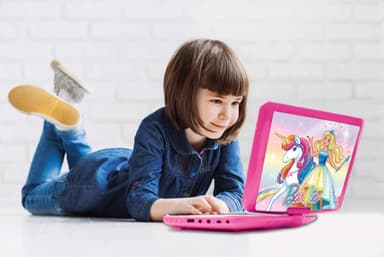 Barbie bærbar DVD-spiller 7 roterende skjerm med USB-port og øretelefoner