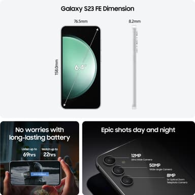 Samsung Galaxy S23 FE 5G smarttelefon 8/256GB Grafitt
