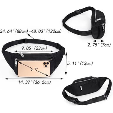 INF Oxford Cloth Fanny Pack Casual midjeveske for reiseshopping Blå