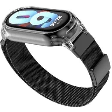 Magnetisk stropp til Xiaomi Mi Band med gjennomsiktig veske Sort Xiaomi Mi Band 8