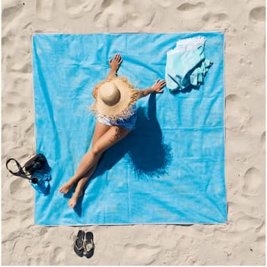 Strand-/piknikteppe - 200x200 cm - blått