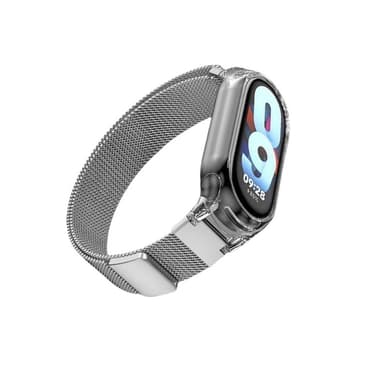 Magnetisk stropp til Xiaomi Mi Band med gjennomsiktig veske Sølv Xiaomi Mi Band 3/4/5/6