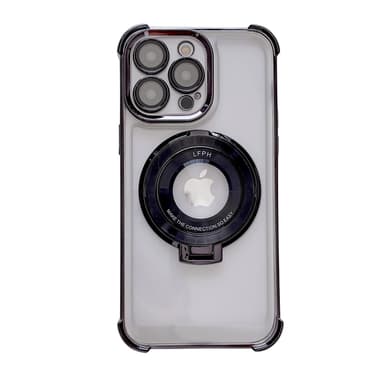 Fire-hjørnes anti-fall deksel med roterende stativ for iPhone iPhone 15 Pro Max