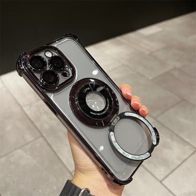 Fire-hjørnes anti-fall deksel med roterende stativ for iPhone iPhone 15 Pro Max