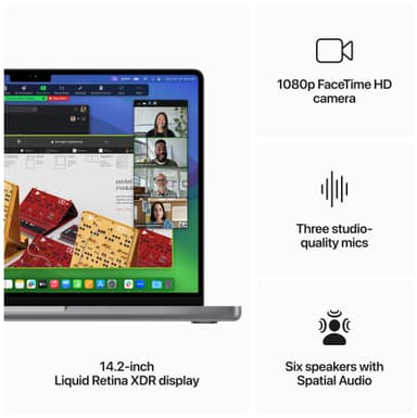 MacBook Pro 14 M3 CTO 8/512GB (stellargrå) - Engelsk (UK) tastatur
