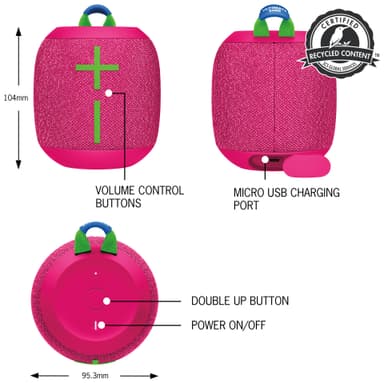 Ultimate Ears WONDERBOOM 3 bærbar trådløs høyttaler (hyper pink)