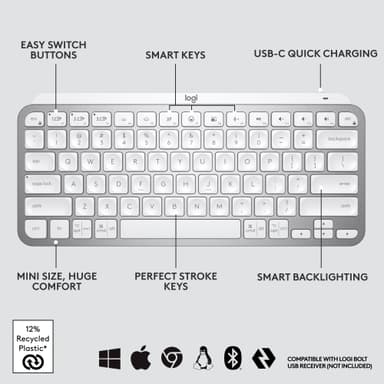 Logitech MX Keys Mini trådløst tastatur (grå)