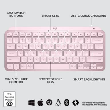Logitech MX Keys Mini trådløst tastatur (rose)