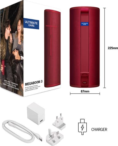 Ultimate Ears Megaboom 3 trådløs høyttaler (rød)