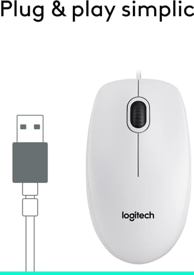Logitech M100 kablet mus (hvit)