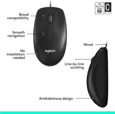 Logitech M100 kablet mus (sort)