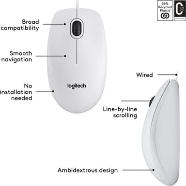 Logitech M100 kablet mus (hvit)