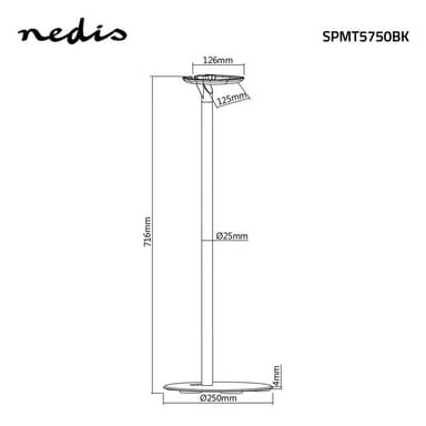 Nedis Speaker Mount | Kompatibel med: Sonos® One SL™ / Sonos® One™ / Sonos® PLAY:1™ | Gulv | 3 kg | Fort | ABS / Stål | Sort
