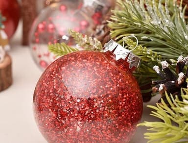 Julekuler 30stk, Glitter Red