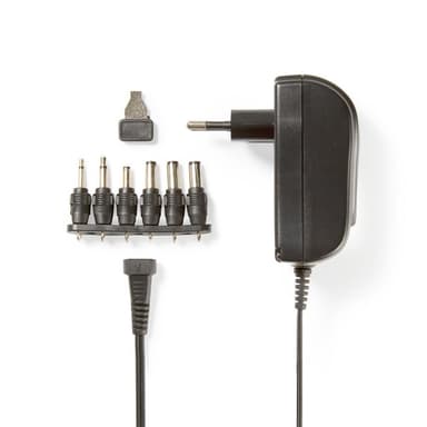 Nedis Universal AC strømadapter | 18 W | 3 - 12 V DC | 1.80 m | 1.5 / 2.1 A | 6 plug(s) | Sort