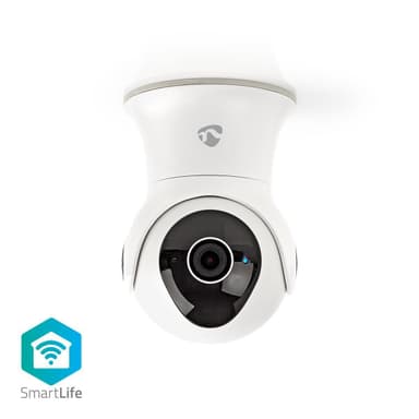 Nedis SmartLife Utendørs kamera | Wi-Fi | Full HD 1080p | Panorering og vipping | IP65 | Cloud Storage (valgfritt) / Internt 16GB | 12 V DC | Med bevegelses sensor | Nattsyn | Hvit