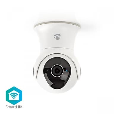 Nedis SmartLife Utendørs kamera | Wi-Fi | Full HD 1080p | Panorering og vipping | IP65 | Cloud Storage (valgfritt) / Internt 16GB | 12 V DC | Med bevegelses sensor | Nattsyn | Hvit