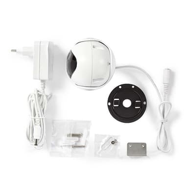 Nedis SmartLife Utendørs kamera | Wi-Fi | Full HD 1080p | Panorering og vipping | IP65 | Cloud Storage (valgfritt) / Internt 16GB | 12 V DC | Med bevegelses sensor | Nattsyn | Hvit