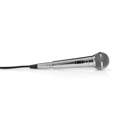 Nedis Wired mikrofon | Kardioid | Avtakbar kabel | 5.00 m | 80 Hz - 13 kHz | 600 Ohm | -72 dB | Av/på-bryter | Metall | Sølv