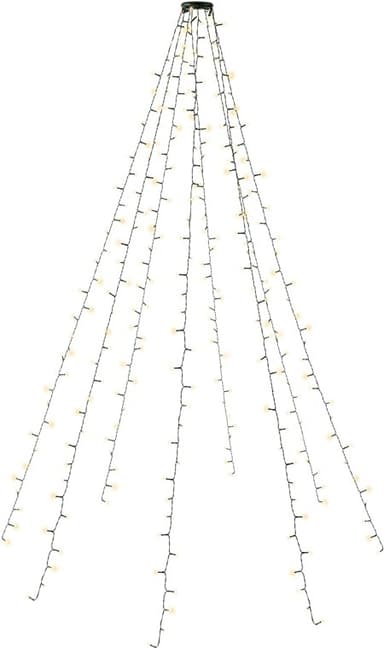 Goobay 280 LED overcast juletrebelysning med ring med timer og minnefunksjon, 8 lysmodi, 24 V ekstern transformator, varmhvit (3000 K), for innendørs og utendørs bruk (IP44)