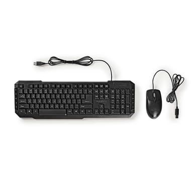 Nedis Mus og tastatur sett | Wired | Mus og tastatur tilkobling: USB | 800 dpi | US International | USA Layout