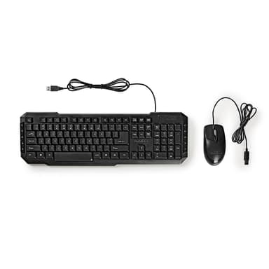 Nedis Mus og tastatur sett | Wired | Mus og tastatur tilkobling: USB | 800 dpi | US International | USA Layout