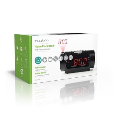 Nedis Digital Alarm Clock Radio | LED Vise | Tidsframskriving | AM / FM | slumrefunksjon | Sleep timer | Antall alarmer: 2 | Sort