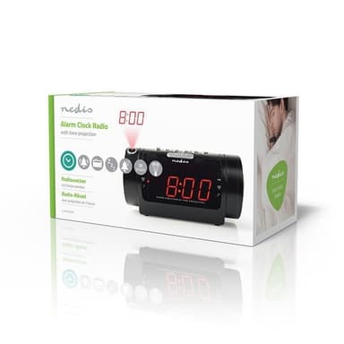 Nedis Digital Alarm Clock Radio | LED Vise | Tidsframskriving | AM / FM | slumrefunksjon | Sleep timer | Antall alarmer: 2 | Sort